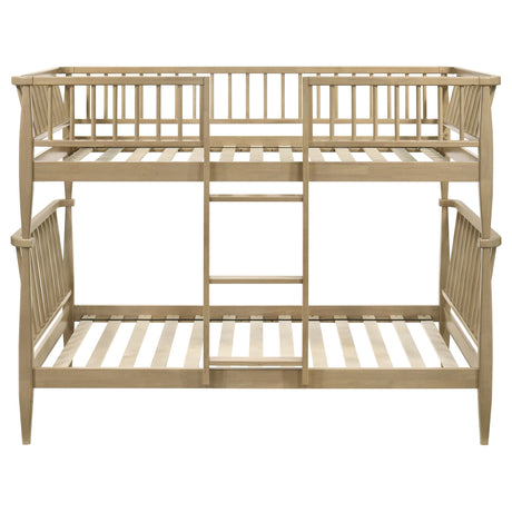Abram Almond Windsor Twin Over Twin Wood Bunk Bed with Ladder by Coaster at Eve Furniture