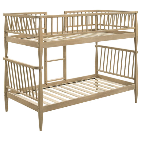 Abram Almond Windsor Twin Over Twin Wood Bunk Bed with Ladder by Coaster at Eve Furniture
