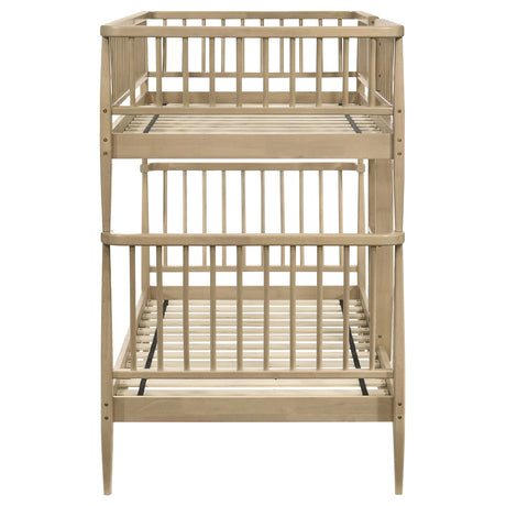 Abram Almond Windsor Twin Over Twin Wood Bunk Bed with Ladder by Coaster at Eve Furniture