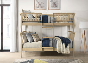 Abram Almond Windsor Twin Over Twin Wood Bunk Bed with Ladder by Coaster at Eve Furniture