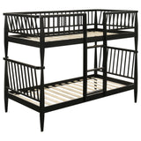 Abram Black Windsor Twin Over Twin Wood Bunk Bed with Ladder by Coaster at Eve Furniture