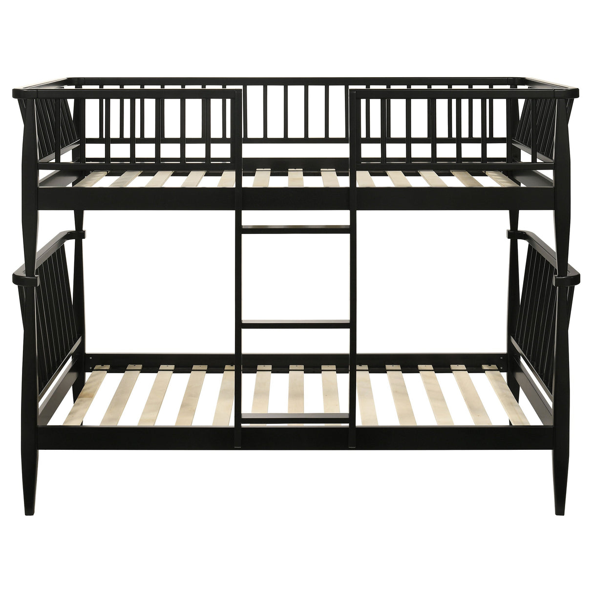 Abram Black Windsor Twin Over Twin Wood Bunk Bed with Ladder by Coaster at Eve Furniture
