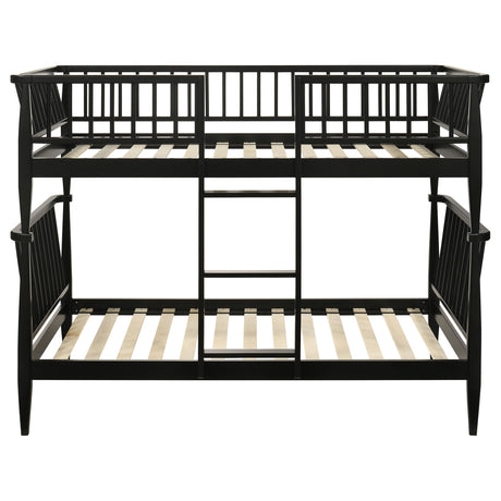 Abram Black Windsor Twin Over Twin Wood Bunk Bed with Ladder by Coaster at Eve Furniture
