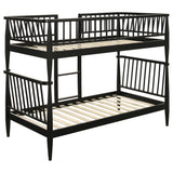 Abram Black Windsor Twin Over Twin Wood Bunk Bed with Ladder by Coaster at Eve Furniture