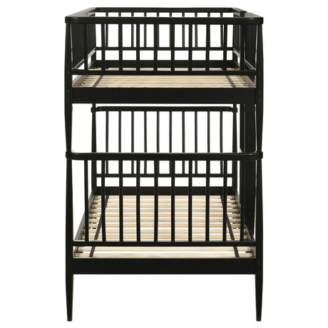 Abram Black Windsor Twin Over Twin Wood Bunk Bed with Ladder by Coaster at Eve Furniture