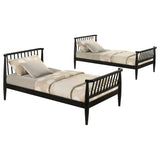 Abram Black Windsor Twin Over Twin Wood Bunk Bed with Ladder by Coaster at Eve Furniture