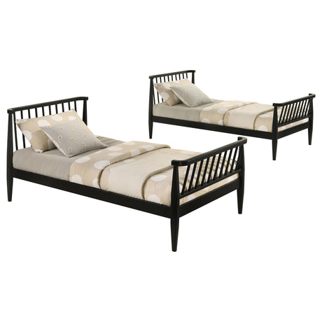 Abram Black Windsor Twin Over Twin Wood Bunk Bed with Ladder by Coaster at Eve Furniture