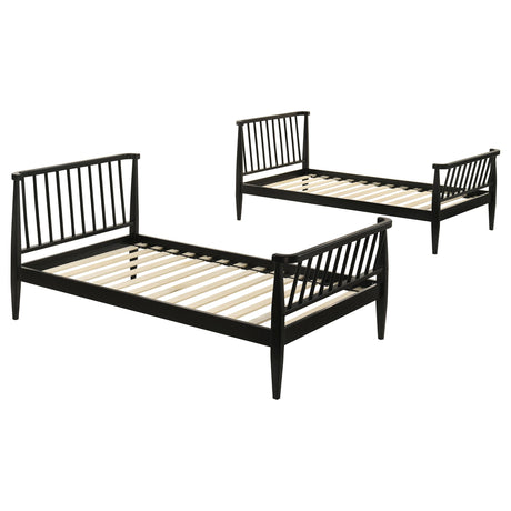 Abram Black Windsor Twin Over Twin Wood Bunk Bed with Ladder by Coaster at Eve Furniture