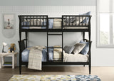 Abram Black Windsor Twin Over Twin Wood Bunk Bed with Ladder by Coaster at Eve Furniture