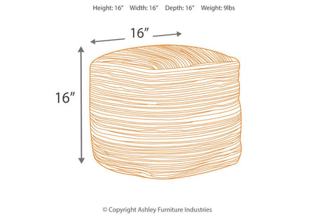 Absalom Denim Pouf by Ashley at Eve Furniture