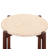 Abstract 18" Side Table with Casted Cement Top and Mango Wood Base (Clearance) by Home Trends & Design at Eve Furniture