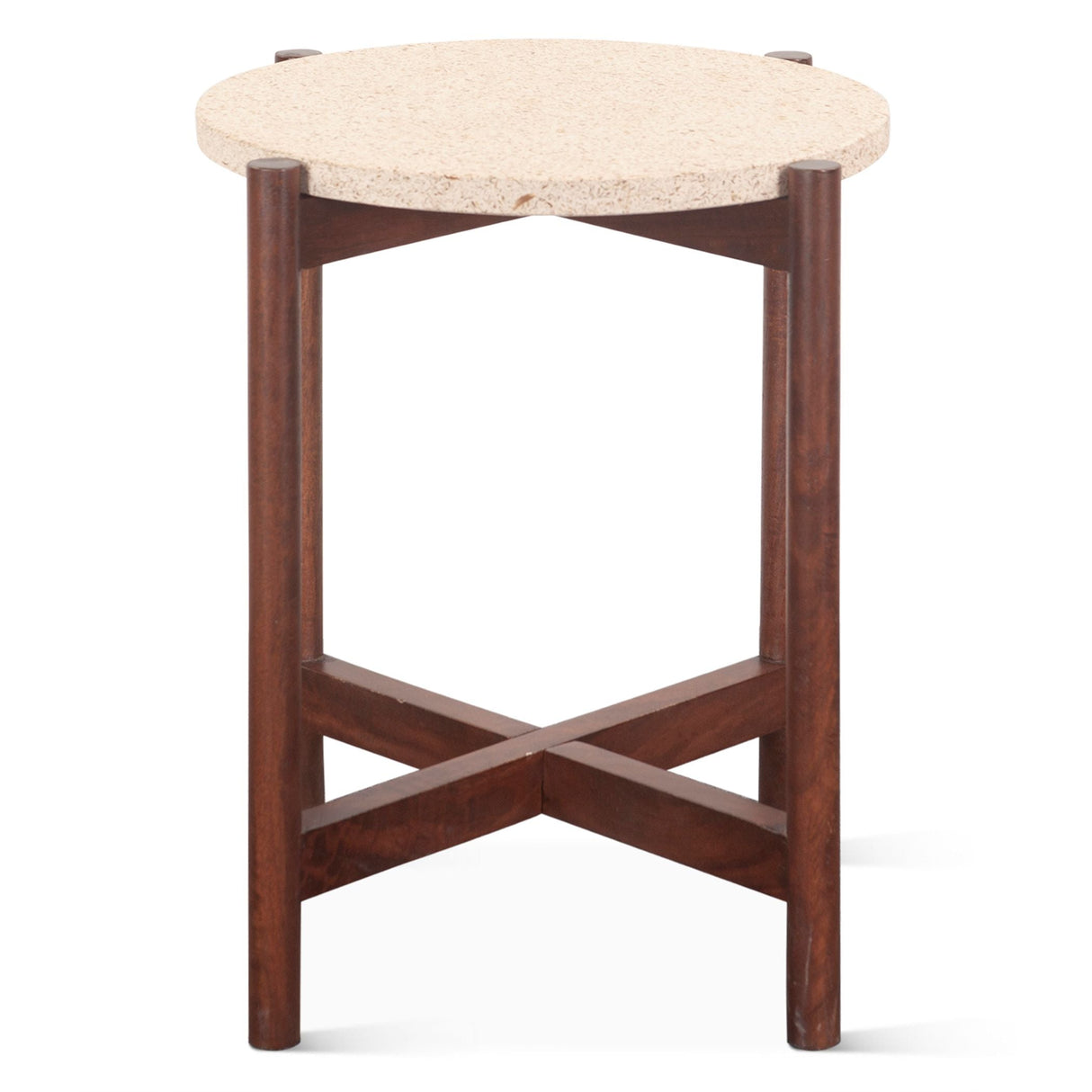 Abstract 18" Side Table with Casted Cement Top and Mango Wood Base (Clearance) by Home Trends & Design at Eve Furniture