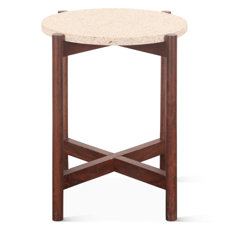 Abstract 18" Side Table with Casted Cement Top and Mango Wood Base (Clearance) by Home Trends & Design at Eve Furniture