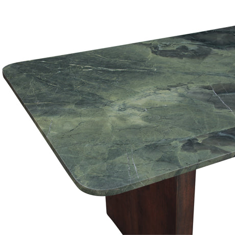 Abstract 82" Dining Table in Marble and Dark Mango Base by Home Trends & Design at Eve Furniture