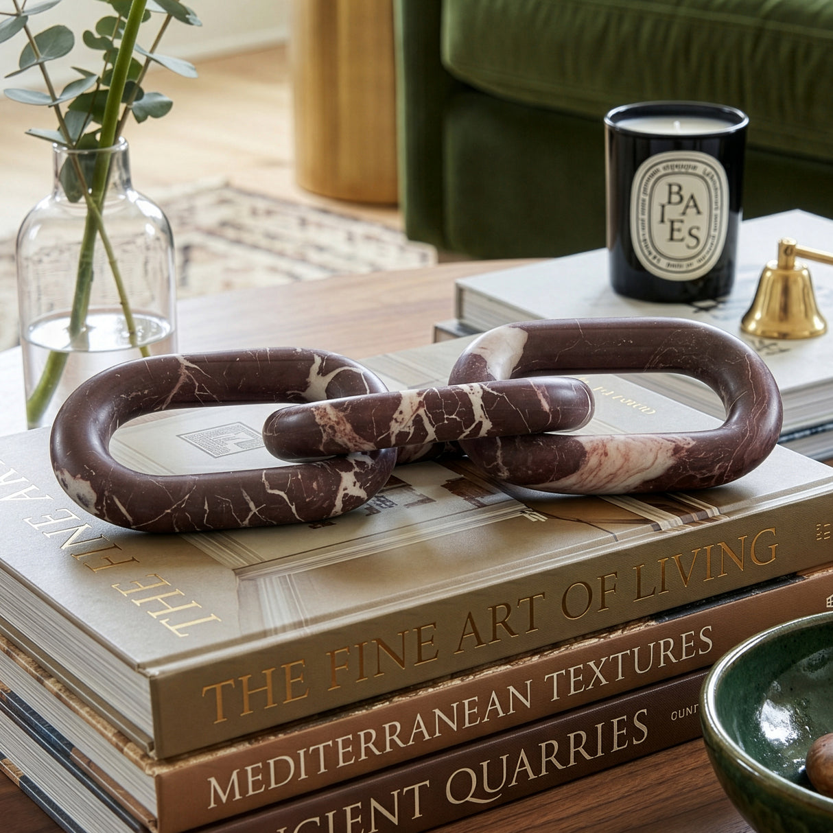 Abstract Red Marble Decor 3 Link Chain by Home Trends & Design at Eve Furniture