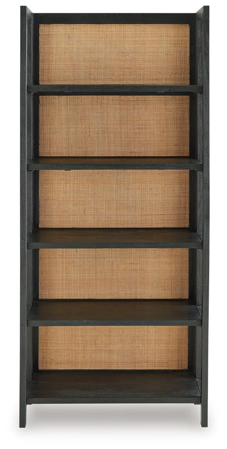 Abyard Black/Natural Bookcase by Ashley at Eve Furniture