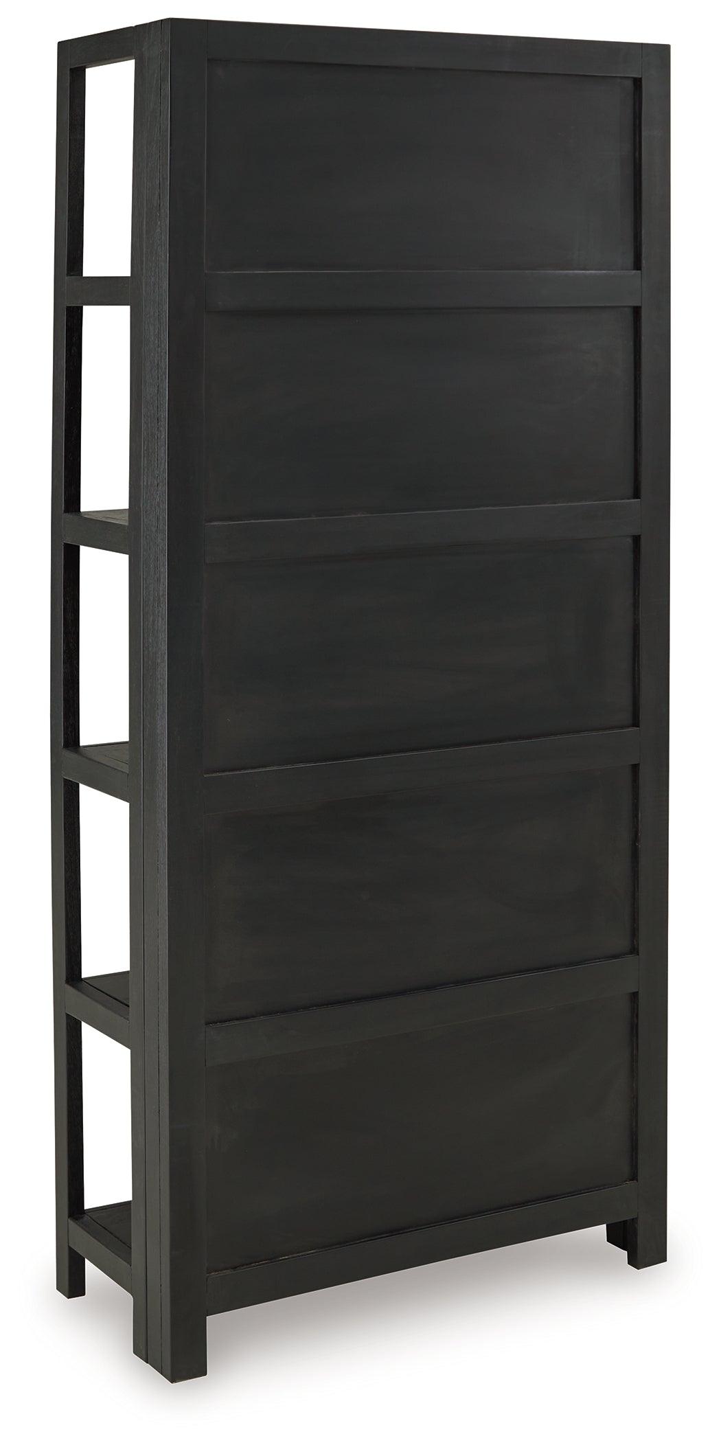 Abyard Black/Natural Bookcase by Ashley at Eve Furniture