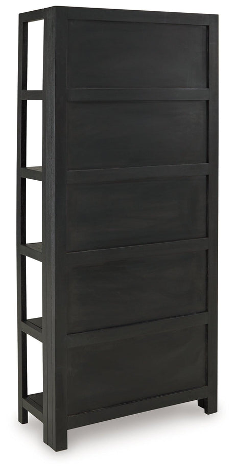 Abyard Black/Natural Bookcase by Ashley at Eve Furniture