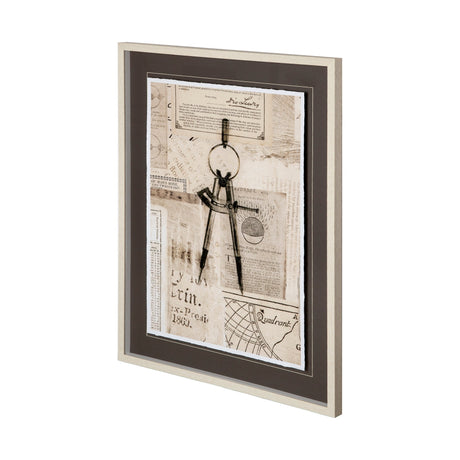 Academic Drafters Compass by Brenn Harvey Hand Embellished Framed Art Print Matted under Glass by Mercana at Eve Furniture
