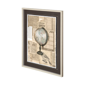 Academic Globe Illustration by BrennHarvey Hand Embellished Framed Art Print Matted under Glass by Mercana at Eve Furniture