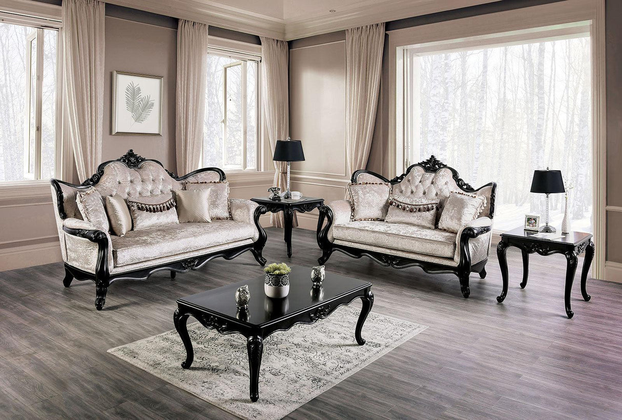 Acapulco Black/Off-White Loveseat by Furniture of America at Eve Furniture