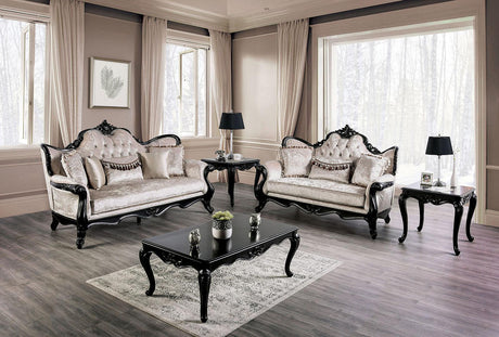 Acapulco Black/Off-White Loveseat by Furniture of America at Eve Furniture