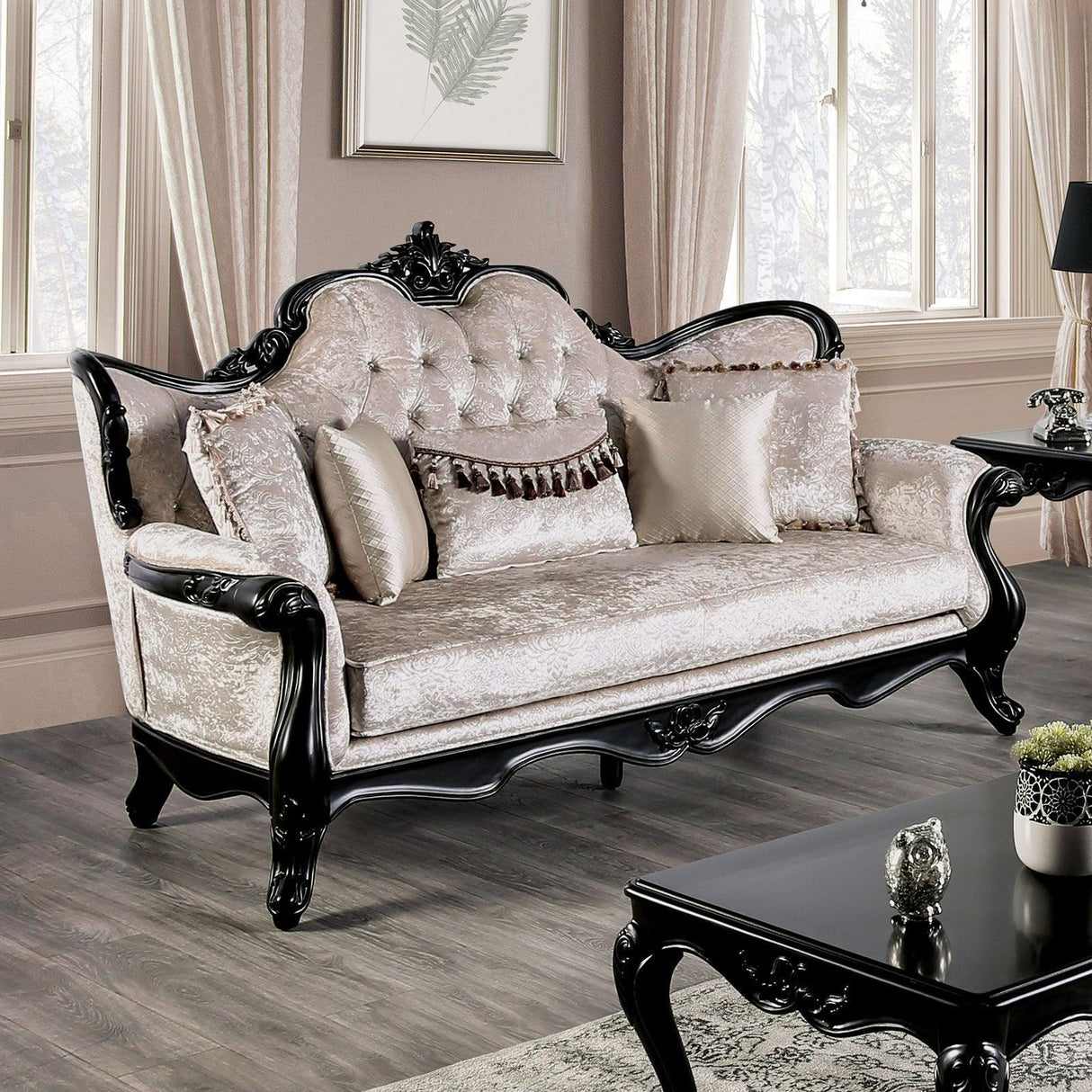 Acapulco Black/Off-White Sofa by Furniture of America at Eve Furniture