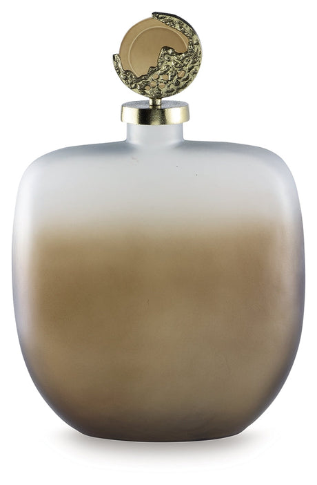 Acario Taupe/Gold Finish Jar by Ashley at Eve Furniture