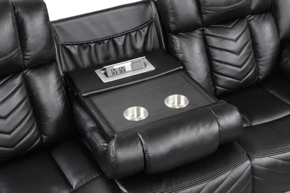 Ace Black 3-Piece Reclining Living Room Set by Happy Homes at Eve Furniture