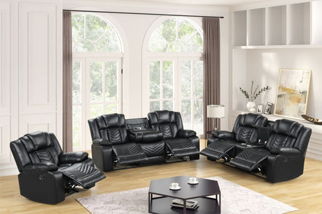 Ace Black 3-Piece Reclining Living Room Set by Happy Homes at Eve Furniture