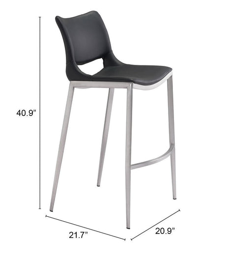 Ace Black & Silver Barstool (Set of 2) by Zuomod at Eve Furniture