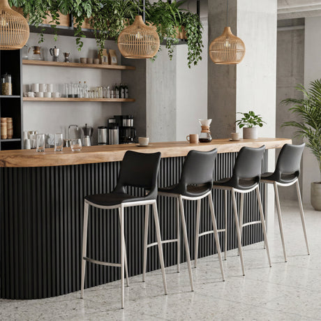 Ace Black & Silver Barstool (Set of 2) by Zuomod at Eve Furniture