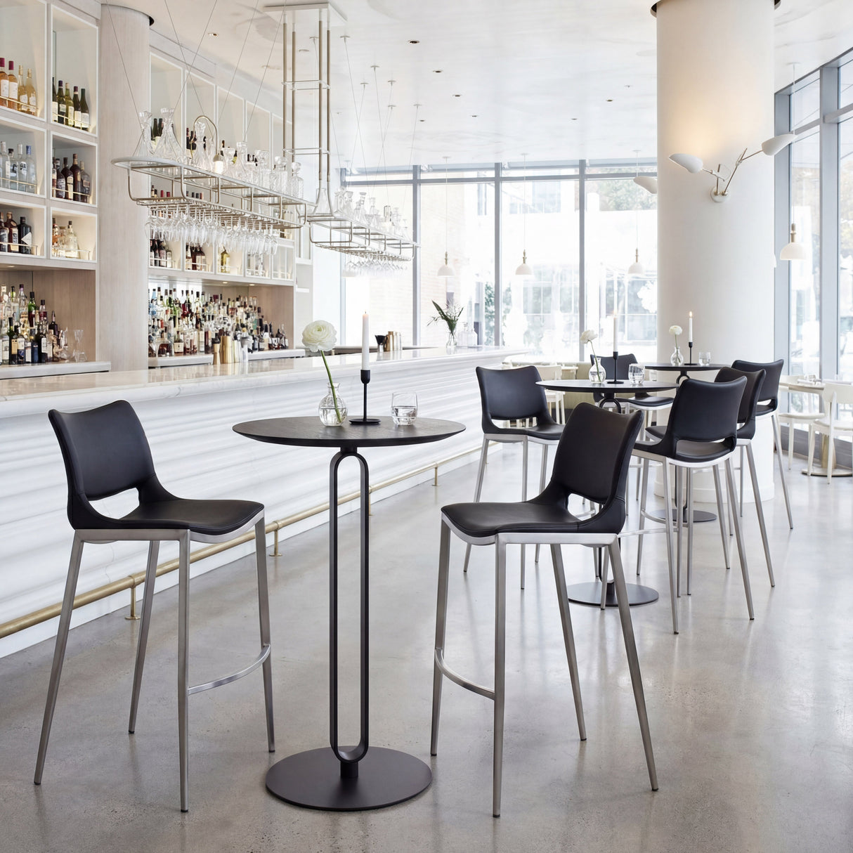 Ace Black & Silver Barstool (Set of 2) by Zuomod at Eve Furniture
