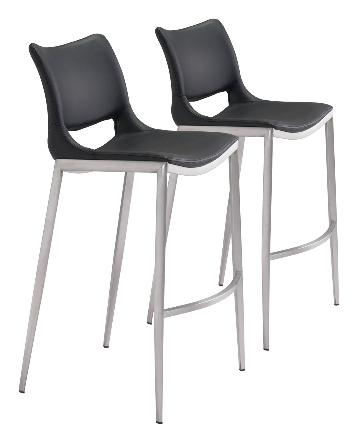 Ace Black & Silver Barstool (Set of 2) by Zuomod at Eve Furniture