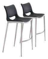 Ace Black & Silver Barstool (Set of 2) by Zuomod at Eve Furniture