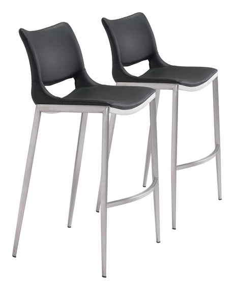 Ace Black & Silver Barstool (Set of 2) by Zuomod at Eve Furniture