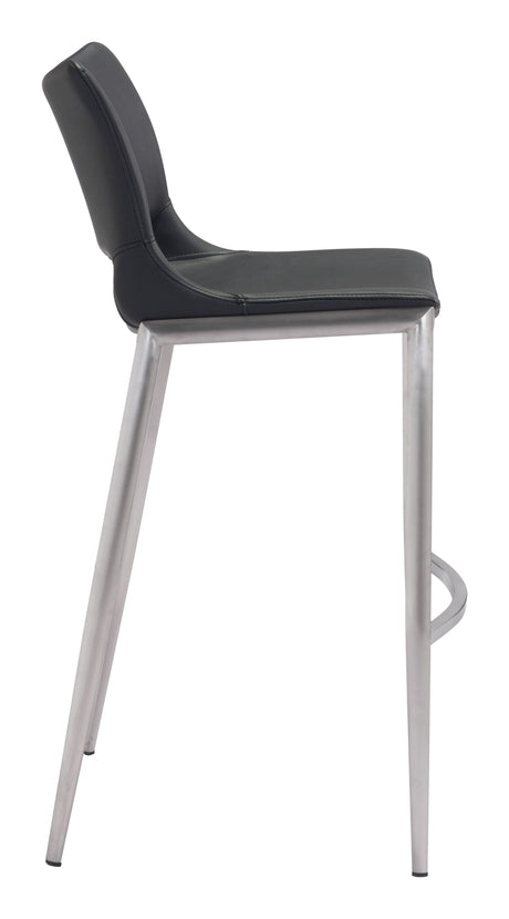 Ace Black & Silver Barstool (Set of 2) by Zuomod at Eve Furniture