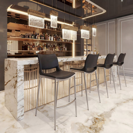 Ace Black & Silver Barstool (Set of 2) by Zuomod at Eve Furniture