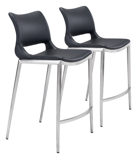 Ace Black & Silver Counter Stool (Set of 2) by Zuomod at Eve Furniture