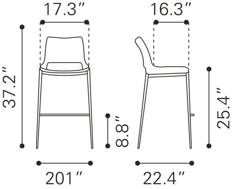 Ace Black & Silver Counter Stool (Set of 2) by Zuomod at Eve Furniture