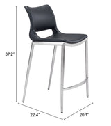 Ace Black & Silver Counter Stool (Set of 2) by Zuomod at Eve Furniture