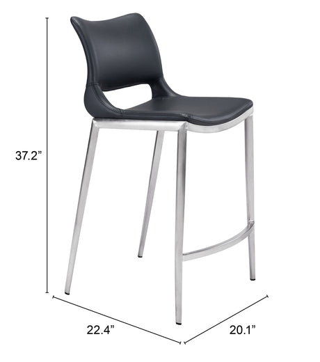 Ace Black & Silver Counter Stool (Set of 2) by Zuomod at Eve Furniture