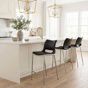 Ace Black & Silver Counter Stool (Set of 2) by Zuomod at Eve Furniture