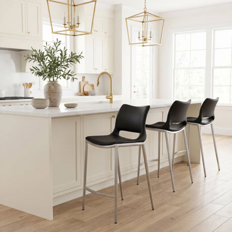 Ace Black & Silver Counter Stool (Set of 2) by Zuomod at Eve Furniture