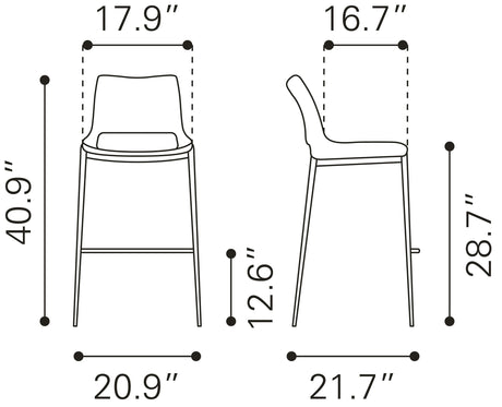 Ace Brown & Walnut Barstool (Set of 2) by Zuomod at Eve Furniture