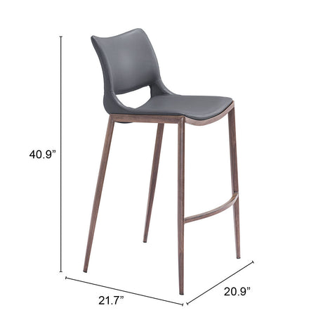 Ace Dark Gray & Walnut Barstool (Set of 2) by Zuomod at Eve Furniture