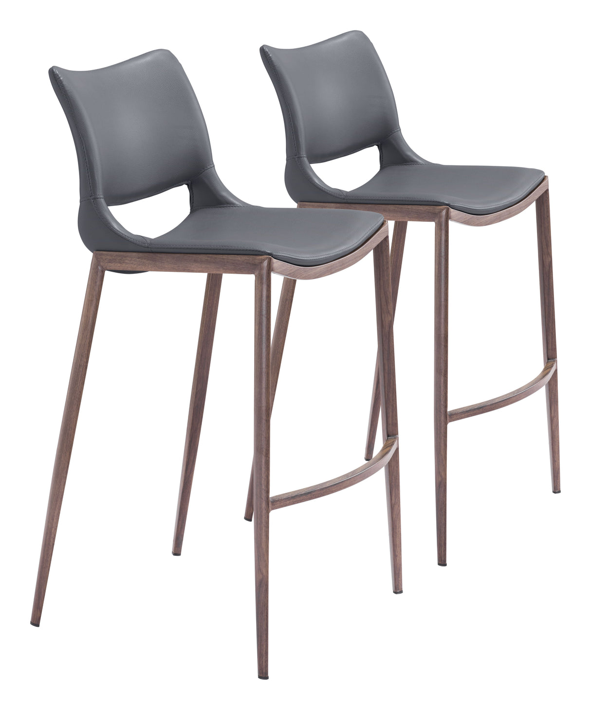 Ace Dark Gray & Walnut Barstool (Set of 2) by Zuomod at Eve Furniture