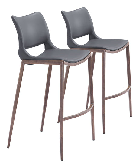 Ace Dark Gray & Walnut Barstool (Set of 2) by Zuomod at Eve Furniture