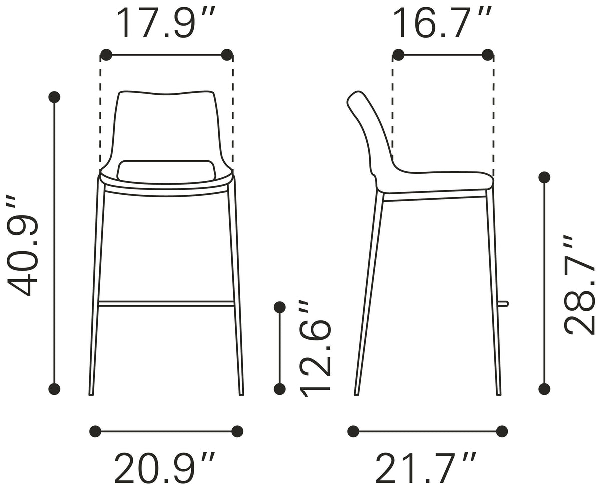 Ace Dark Gray & Walnut Barstool (Set of 2) by Zuomod at Eve Furniture