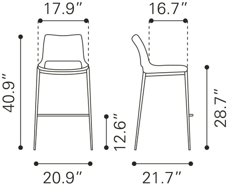 Ace Dark Gray & Walnut Barstool (Set of 2) by Zuomod at Eve Furniture